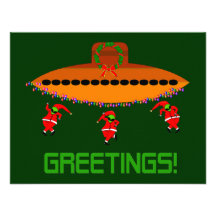 Alien Christmas Personalized Invites