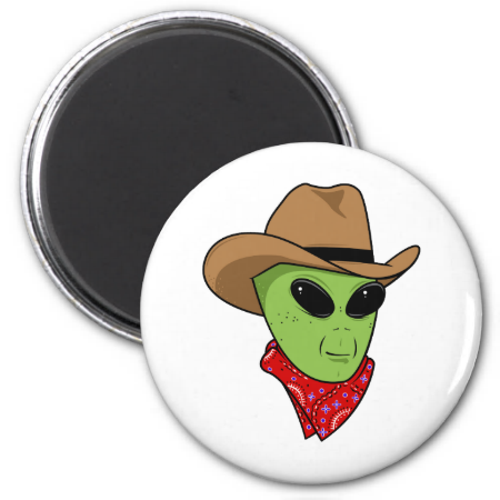 Alien Cowboy 2 Inch Round Magnet