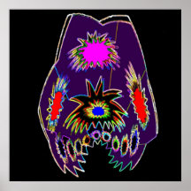 Alien Creature Crawling -  Booming Flower Pattern Poster