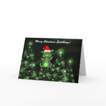Alien Creature Santa Tree Topper Greeting Card