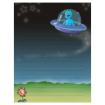 alien discovers a pretty earth flower letterhead