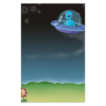 alien discovers a pretty earth flower stationery