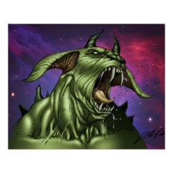 Alien Dog Monster Warrior by Al Rio Poster