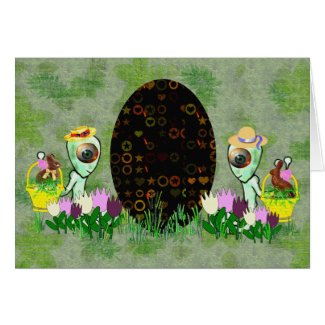 Alien Easter Egg Hunt Greeting Card