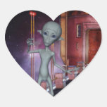 Alien Encounters Heart Sticker