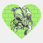 Alien Enslaves Humans Heart Stickers