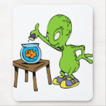Alien feeding goldfish mousepad