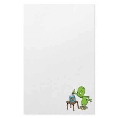 Alien feeding goldfish personalized stationery by alien_nation