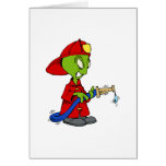 Alien Fire Fighter Greeting Cards