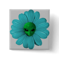 Alien Flower Heads Pinback Button