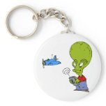 Alien flying toy plane keychain