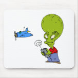 Alien flying toy plane mouse pads