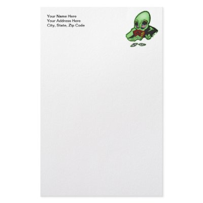 Alien Gambler Stationery Paper by sagart1952