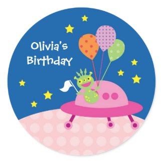 Alien Girl Birthday Sticker sticker