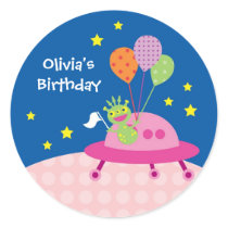 Alien Girl Birthday Sticker