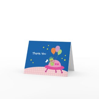 Alien Girl Thank You Note Card card