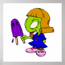 Alien Girl with Popsicle Posters