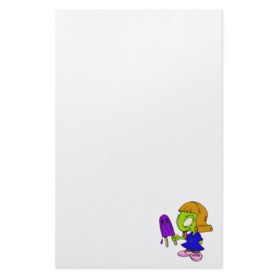 Alien Girl with Popsicle Stationery Paper by alien_nation