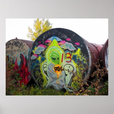 Alien Graffiti Poster by MDKgraphics