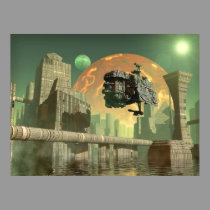 Alien green world posters