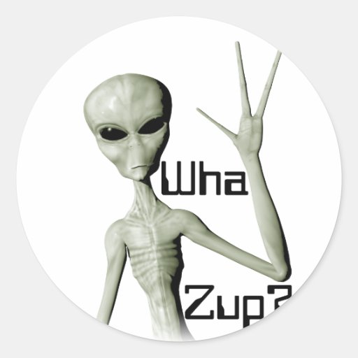 Alien greeting round stickers
