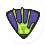 Alien Hand Print Round Stickers