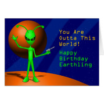 Alien Happy Birthday Card cards