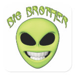 Alien Head Big Brother Square Stickers