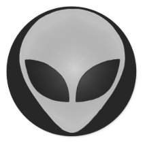 Alien Head Round Sticker