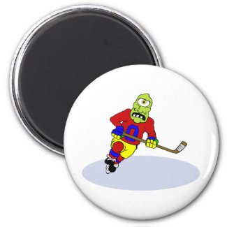 Alien Hockey Player Fridge Magnets