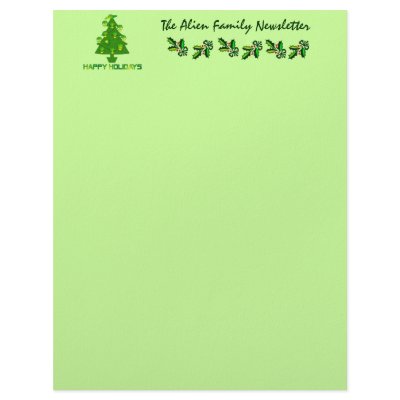 Alien Holiday Tree Personalized Letterhead by orsobear