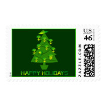 Alien Holiday Tree postage