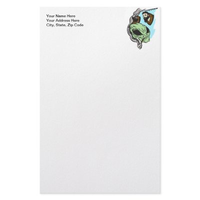 Alien Human Head Trophies Custom Stationery by sagart1952