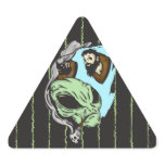Alien Human Head Trophies Triangle Stickers
