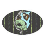 Alien Human Head Trophies Oval Sticker