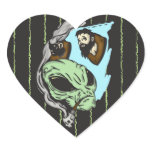 Alien Human Head Trophies Heart Sticker