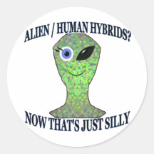 Alien human hybrid round sticker