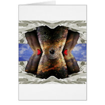 alien in bed greeting card