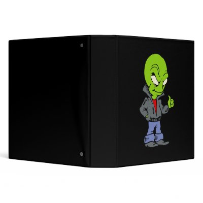 Alien in black leather jacket thumbs up 3 ring binders by alien_nation