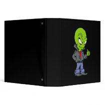 Alien in black leather jacket thumbs up 3 ring binders