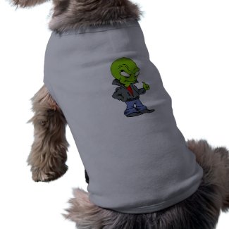 Alien in black leather jacket thumbs up pet t-shirt