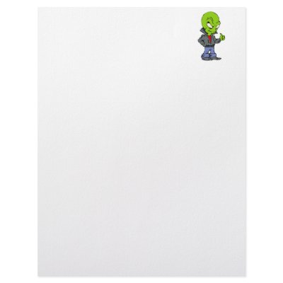 Alien in black leather jacket thumbs up personalized letterhead by alien_nation