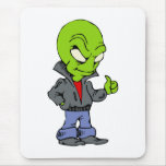 Alien in black leather jacket thumbs up mouse pads
