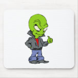 Alien in black leather jacket thumbs up mousepads