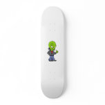 Alien in black leather jacket thumbs up skate board decks