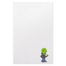 Alien in black leather jacket thumbs up stationery design