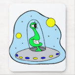 Alien in Flying Saucer Mousepad