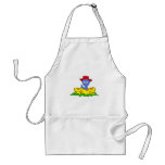 Alien in kiddie pool with hat on apron