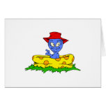 Alien in kiddie pool with hat on greeting card