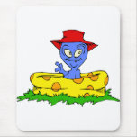 Alien in kiddie pool with hat on mousepads